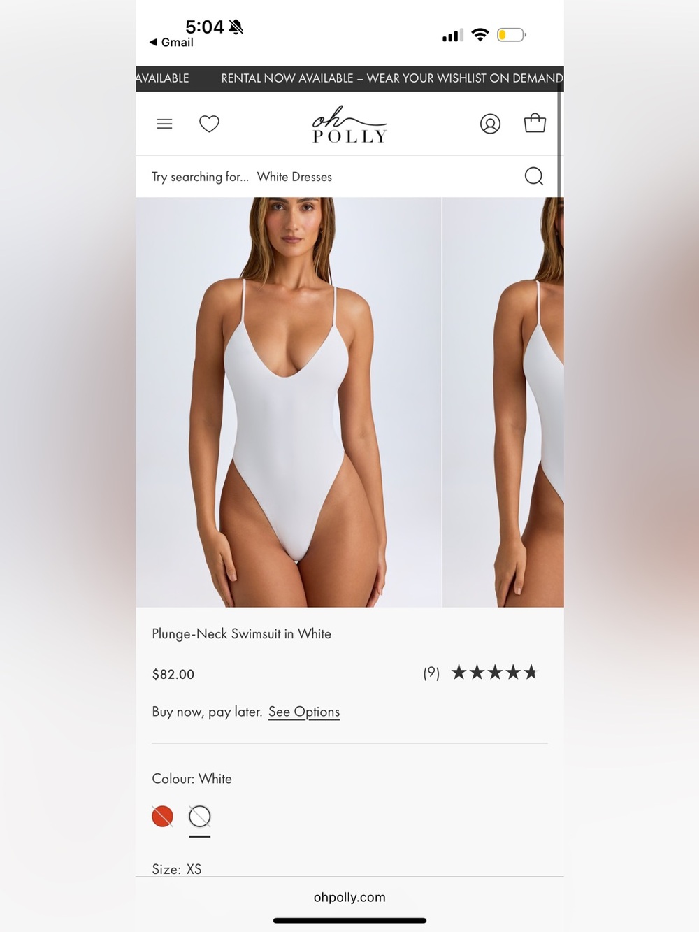 Oh Polly White Plunge-Neck High-Cut One-Piece Swimsuit